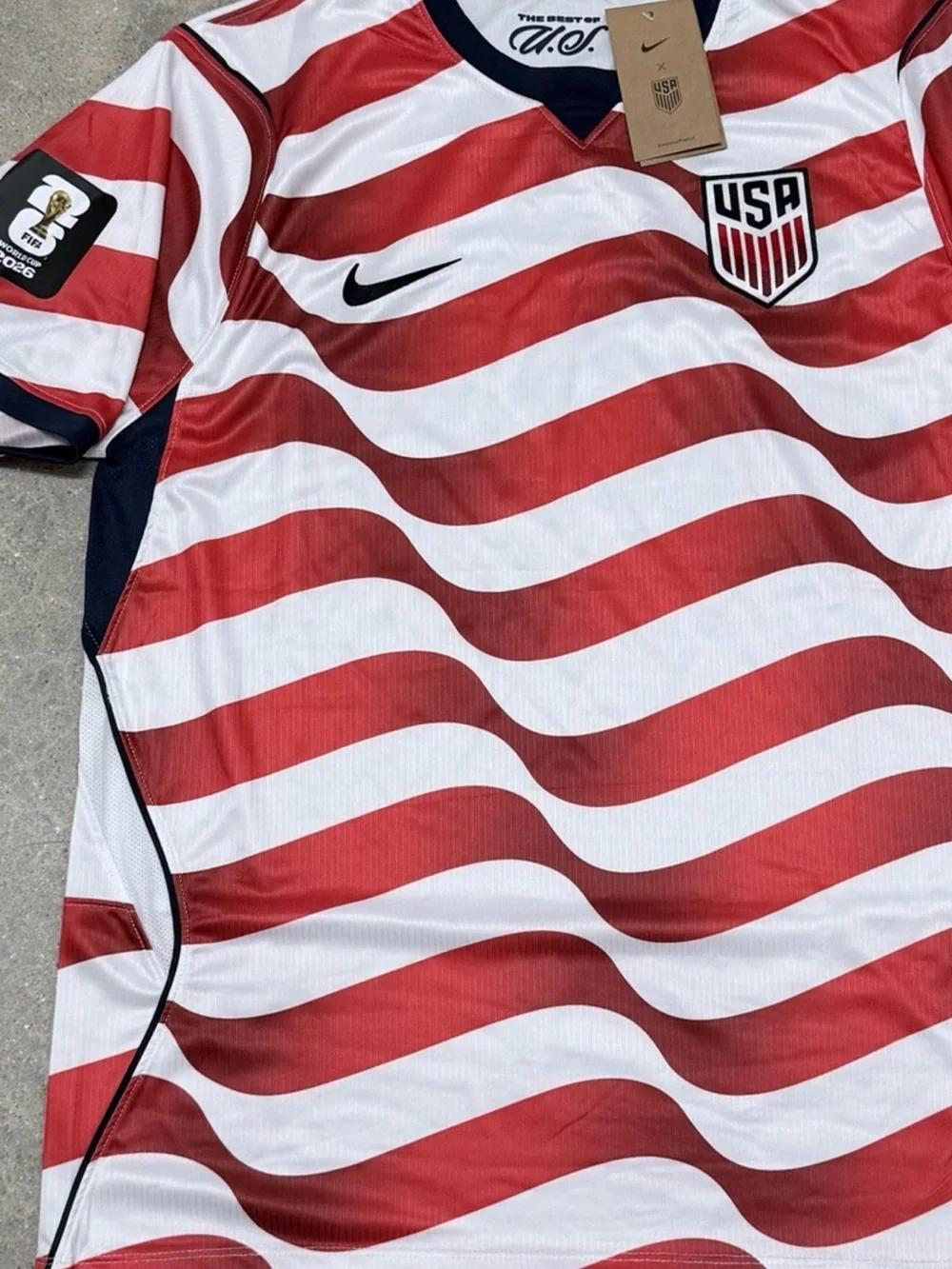 Nike Boys USA Red & White Wavy Soccer Jersey